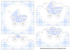 Baby Boy Carriage Scalloped Bottom Stacker
