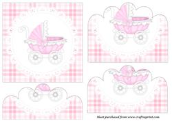 Baby Girl Carriage Scalloped Bottom Stacker