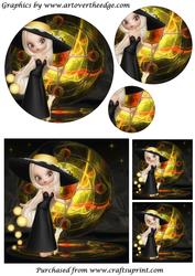 Cute Halloween Witch Circle Pyramage