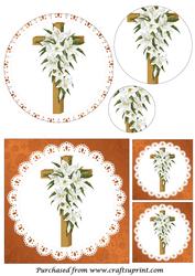 Easter Lily Wooden Cross Circle Pyramid
