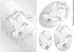 White Dove with Rings Oval Pyramid