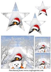 Christmas Penguin and Bear Star Pyramid