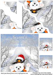 Christmas Penguin and Bear Square Wavy Corner Stacker