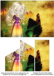 Blonde Girl and Butterfly Quick Card