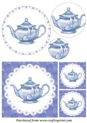 Blue Teapot and Butterfly Circle Pyramid