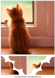 Cat at Window Quadro Petal Corner Stacker