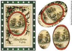 Christmas Scene Oval Pyramid