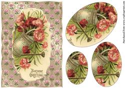 Vintage Floral Birthday Card Oval Pyramid