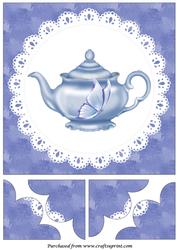 Blue Teapot and Butterfly Quadro Petal Corner Stacker