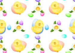 Easter Chickens with Daisies and Eggs Backing Paper