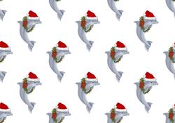 Santa Dolphin with Wreath Backing Paper