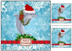 Santa Dolphin with Wreath Topper