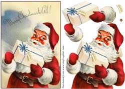 Santa Claus with Gift Decoupage