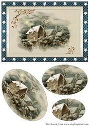 Victorian Christmas Scene Oval Pyramid
