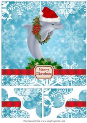 Santa Dolphin with Wreath Quadro Petal Corner Stacker