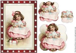 Christmas Girl with Doll Scalloped Pyramid