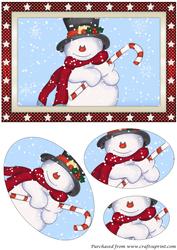Christmas Snowman with Candycane Oval Pyramid