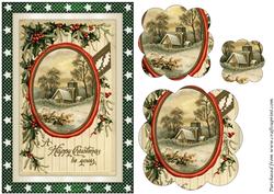 Christmas Scene Scalloped Pyramid