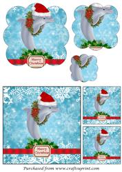 Santa Dolphin with Wreath Scalloped Pyramid