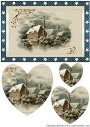 Victorian Christmas Scene Heart Shaped Pyramid