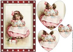 Christmas Girl with Doll Heart Shaped Pyramid
