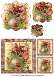 Vintage Floral Birthday Card Scalloped Pyramid