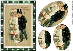 Vintage Christmas Children Oval Pyramid