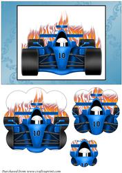 Blue Race Car Scalloped Pyramid