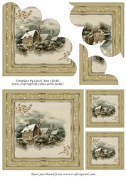 Victorian Christmas Scene Shell Edged Corner Stacker
