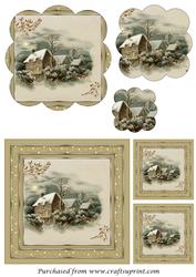 Victorian Christmas Scene Scalloped Pyramage