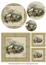 Victorian Christmas Scene Circle Pyramage