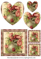 Vintage Floral Birthday Card Heart Shaped Pyramid