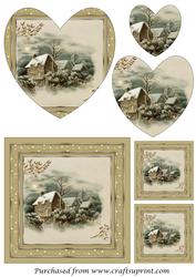 Victorian Christmas Scene Heart Shaped Pyramage