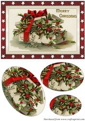 Christmas Gift Box with Holly Oval Pyramid