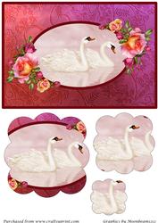 Swans in Rose Frame Scalloped Pyramid