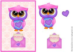 Valentine Owl with Heart Decoupage