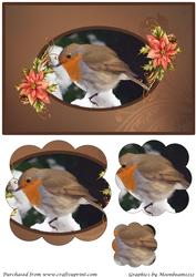 Christmas Robin Framed Scalloped Pyramid