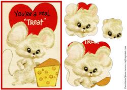 Vintage Valentine Mouse Scalloped Pyramid