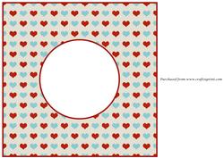 Valentine Hearts Aqua Red Insert 8x8