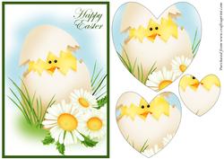 Easter Chicken in Egg Heart Shaped Pyramid