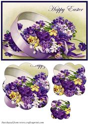 Vintage Easter Flowers Scalloped Pyramid