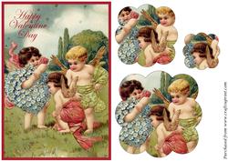 Vintage Valentine Cherubs Scalloped Pyramid