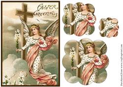 Vintage Easter Angel Scalloped Pyramid