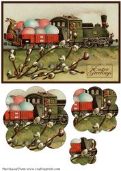 Vintage Easter Bunnies Scalloped Pyramid