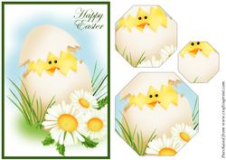 Easter Chicken in Egg Octagon Pyramid