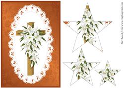 Easter Lily Wooden Cross Star Pyramid