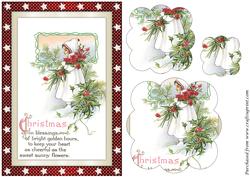 Vintage Christmas Girl with Flowers Scalloped Pyramid