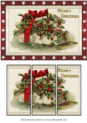 Christmas Gift Box with Holly Panel Card