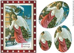 Vintage Christmas Angel at Window Oval Pyramid