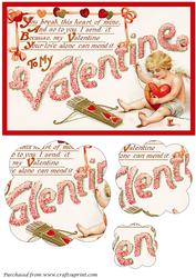 Vintage Valentine Cupid Scalloped Pyramid